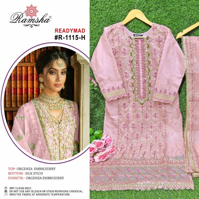 R 1115 nx By Ramsha Organza Embroidery Pakistani Readymade Suits Wholesale Shop In Surat 